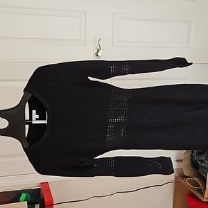 Max Studio Black Bodycon Dress with See-Through Panels